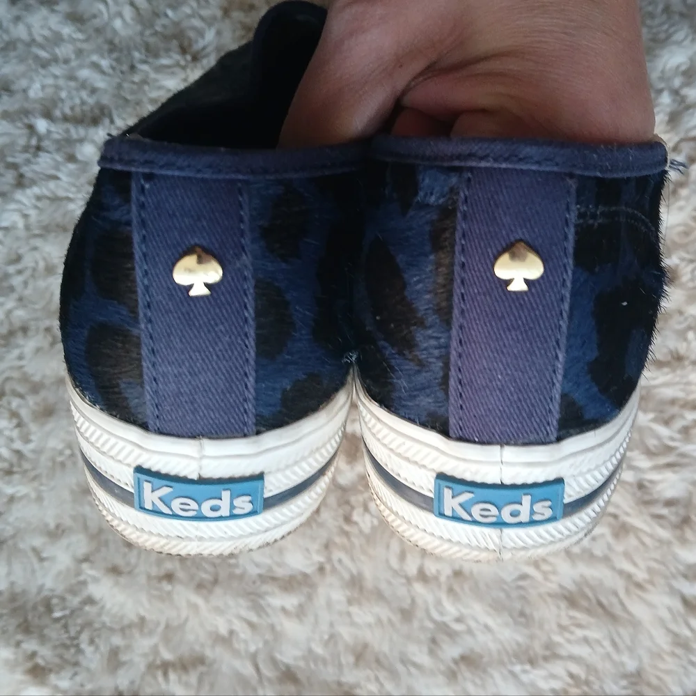 💎 Keds x Kate Spade New York Triple Decker Blue Leopard Slip-on Sneakers
